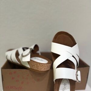 AEROSOLES Women's White Sandals with Cork Sole